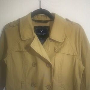 American Eagle Khaki Cotton Double Breasted Jacket Size Large